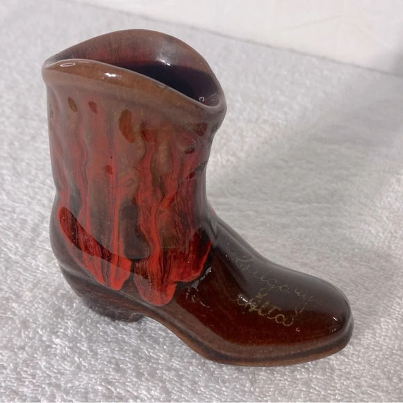 Vintage Brown Red Pottery Mini Boot Calgary  Alta - Picture 1 of 11